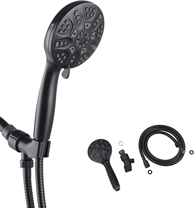 SIIKEYE High Pressure 6-Setting Oil-Rubbed Bronze Face Handheld Shower with Hose