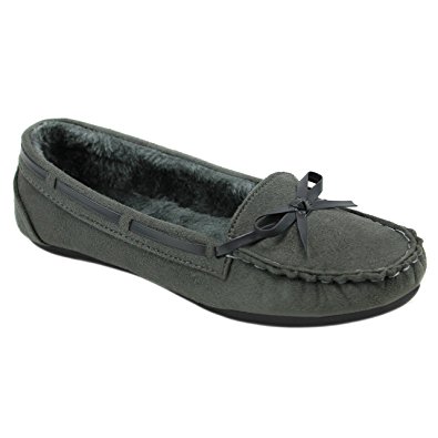 Solemate Women’s Faux Suede Fur Lined Slip On Flat Loafer Moccasins