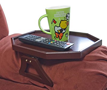 Utrax Wooden Sofa Arm Clip on Snack Table Wood Chair Armrest Tray Organizer Romote Caddy (Cherry)