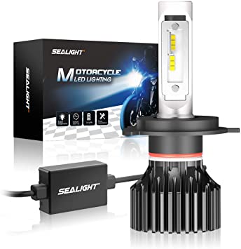 SEALIGHT H4/9003 LED Motorcycle Headlight Bulb, High/Low Beam, 6000K Xenon White