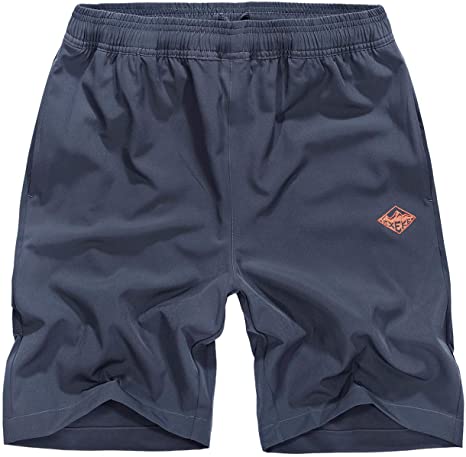 EXEKE Men's Running Shorts Quick Dry Training Shorts Lightweight Hiking Shorts with Zipper Pocket