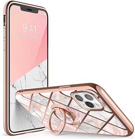 i-Blason Cosmo Snap Designed for iPhone 11 Pro Max Case, Slim with Built-in 360° Rotatable Ring Holder Kickstand Supports Car Mount (Marble)