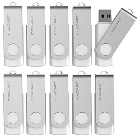 mosDART 8GB USB 2.0 Flash Drive, White (10 Pack)