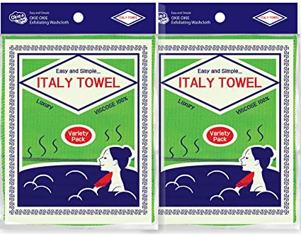 [ 8PCS ] Korean Asian Exfoliating Washcloth Italy Towel - Scrubbing Cloth for Removing Dead Skin Callus, Cleaning Pores and Reducing Acne Breakout and Blackhead (01. Green 4pcs   Green 4pcs)