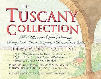 Hobbs Batting Tuscany 100% Washable Wool 72in x 96in Twin, 72" x 96"
