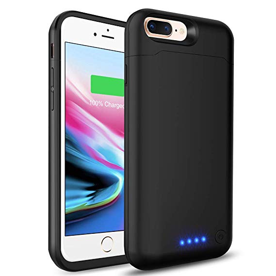 Battery Case for iPhone 8 Plus/ 7 Plus, LCLEBM 8500mAh Portable Protective Charging Case Compatible with iPhone 8 Plus/7 Plus(5.5 inch) Rechargeable Power Bank Extended Battery Charger Case-Black
