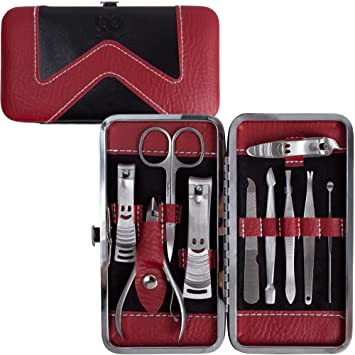 Manicure Pedicure Set Nail Clippers - 10 Piece Stainless Steel Manicure Kit - tools for nail, Cutter Kits - for women, men Includes Cuticle Remover with Portable Travel Case