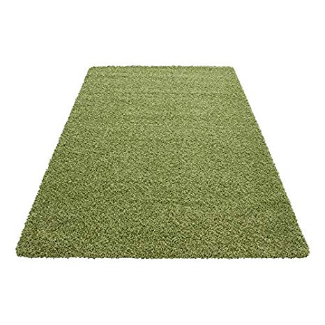 SMALL - EXTRA LARGE SIZE THICK MODERN PLAIN NON SHED SOFT SHAGGY RUGS CARPETS RECTANGLE & ROUND CARPETS COLORS ANTHRACITE BEIGE BROWN CREAM GREEN GREY LIGHTGREY PURPLE RED TERRA NAVY RUGS, Size:60x110 cm, Color:Green