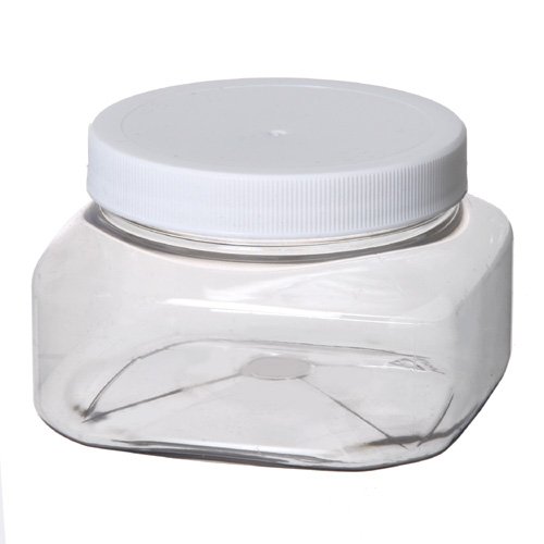 Bargz Plastic Jars - 8 Oz.70mm Clear Shape - White Lined Ribbed - Pack of 12