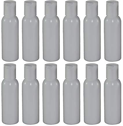 2-oz Refillable Bottle with Disc Cap (12 Pack, White)