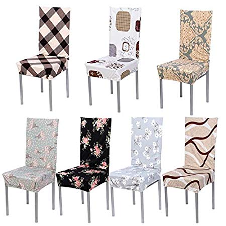 BeesClover 7 Color Vintage Chair Cover Stretch Elastic Cloth Chair Covers Removable Chair Covers Banquet Dining Party Chair Seat Covers