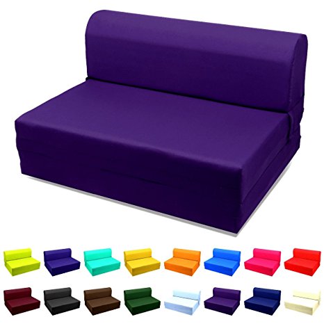 Sleeper Chair Folding Foam Bed Choose Color & Sized Single,twin or Full (Full (5x46x74), Purple)