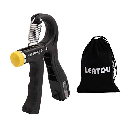 LEATOU Adjustable Hand Grip Strengthener Count Power Muscle Rehabilitation Finger Training Yoga Hand Exerciser Gym Fitness Wrist Gripper with Carry Bag