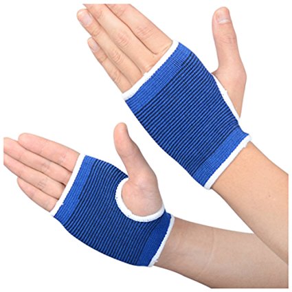 Breathable Wrist Wrap Knitting Wrist Brace Cycling Mountain Bike Carpal Tunnel Support Pain Relief Band Sports Safety Blue (1 Pair)
