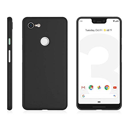 Fone-Stuff Google Pixel 3 Case, Ultra-Thin [0.3mm] Stylish Fully Protective Case Cover, Thinnest Hard Back Cover, Super Slim Matte Finish Extra Protection Camera Lip - Black