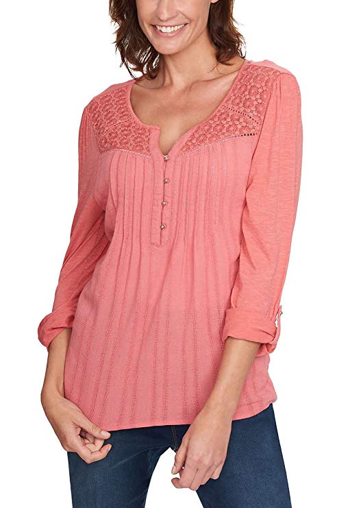 GLORIA VANDERBILT Women's Top with Roll Tab Sleeves