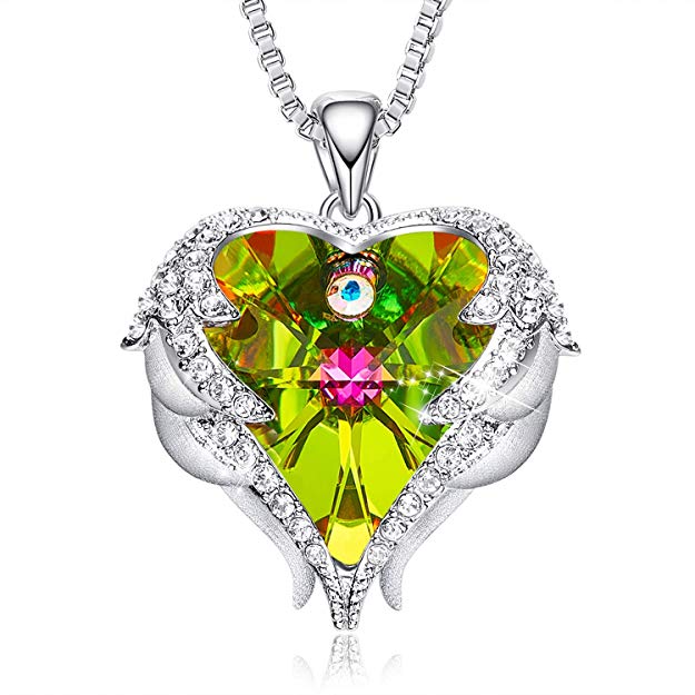 CDE Angel Wing Necklaces for Women Christmas Jewelry Gifts Embellished with Crystals from Swarovski Pendant Necklace Heart of Ocean Jewelry with GIF Box