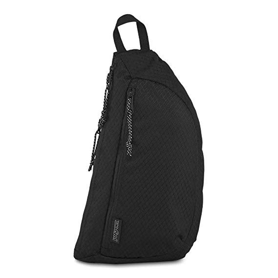 JanSport City Sling Crossbody Bag - Versatile Backpack | Ideal Travel & Day Pack | Black Woven Knit