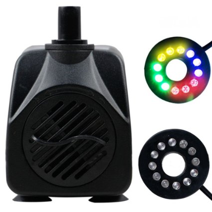 ColorPet 12 Colored LEDs Light Submersible Fountain Fish Aquarium Water Pump Hydroponics Fountain Gardens