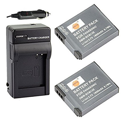 DSTE® 2x DMW-BCM13 Battery   DC145 Travel and Car Charger Adapter for Panasonic Lumix DMC-TZ60 ZS30 ZS35 ZS40 ZS45 LZ40 TS5 TS6 TZ37 TZ40 TZ41 TZ55 Camera as DMW-BCM13E