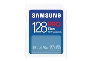 SAMSUNG PRO Plus Full Size 128GB SDXC Memory Card, Up to 180 MB/s, Full HD & 4K UHD, UHS-I, C10, U3, V30 for DSLR, Mirrorless Cameras, PCs, MB-SD128S/APC