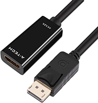 A-technology DisplayPort to HDMI Cable Adapter,DP to HDMI Cable 4kx2K,1080P Adapter Converter-Black (0.5ft)