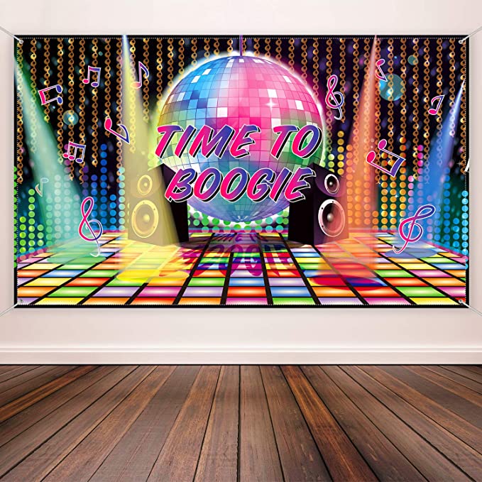 70s Theme Party Decorations Disco Backdrop Banner 70's Photo Booth Backdrop Wall Decorating for Disco Birthday Party Supplies, 72.8 x 43.3 Inch