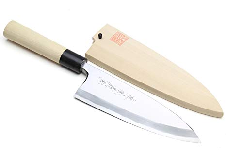 Yoshihiro Shiroko High Carbon Steel Kasumi Deba Japanese Fillet Chef Knife 6.5inch (165mm)