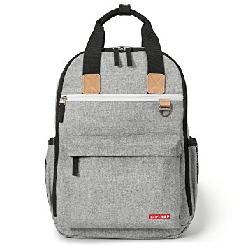 Skip Hop Duo Signature Carry All Travel Diaper Bag Backpack with Multipockets, One Size, Grey Melange