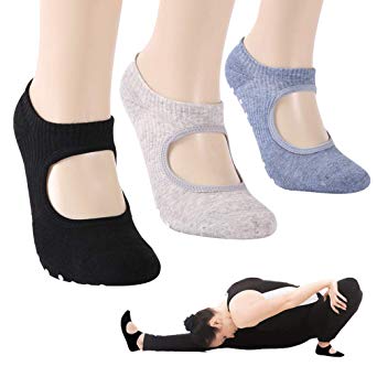 Gmall Women’s Yoga Ballet Pilates Barre Dance Non Slip Skid Grip Pilates Cotton Ankle Socks
