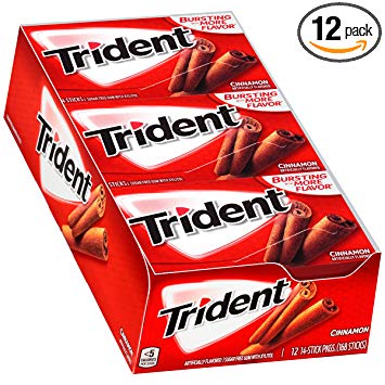 Trident Cinnamon Sugar Free Gum - with Xylitol - 12 Packs (168 Pieces Total)