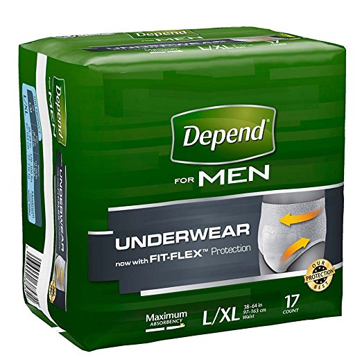 Depend Underwear for Men, Maximum, Large/Extra Large, Case/64 (4/16s)