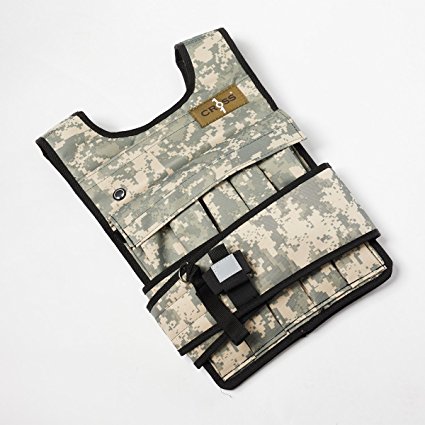 Cross101 Camouflage Adjustable Weighted Vest With Phone Pocket & Water bottle holder