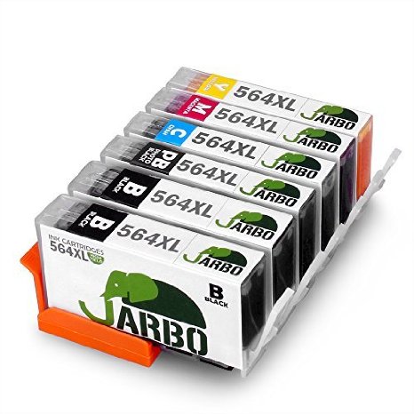 JARBO 1Set1BK 6 Pack High Capacity Replacement for Hp 564 ink Cartridge Compatible with HP Photosmart 5520 6520 6510 7510 7520 7515 C6380 C310a