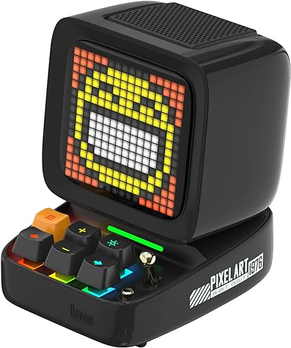 Divoom Ditoo Retro Pixel Art Game Bluetooth Speaker with 16X16 LED App Controlled Front Screen (Black)