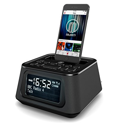 Madingley Rise DAB Bedside Docking Station Alarm Clock Digital FM Radio Lightning Dock for iPhone 5 5S 5C 6 6  6S 7 7  iPod (Black)