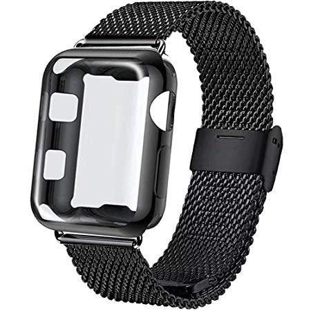 GBPOOT Compatible for Apple Watch Band 38mm 40mm 42mm 44mm with Screen Protector Case, Sports Wristband Strap Replacement Band with Protective Case Compatible Iwatch Series 4/3/2/1