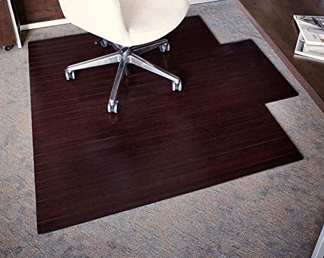 Anji Mountain Bamboo Chairmat & Rug Co. Roll-Up Bamboo Chairmat, 55-Inch-by-57-Inch, 5mm Thick, With Lip, Dark Cherry