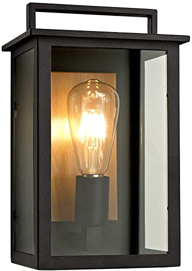 Smeike Outdoor Wall Mount Light, Wall Sconce/Lanterns Porch Lights, Simple Modern 1-Light Exterior Sconces Lantern in Matte-Black Finish with Clear Glass