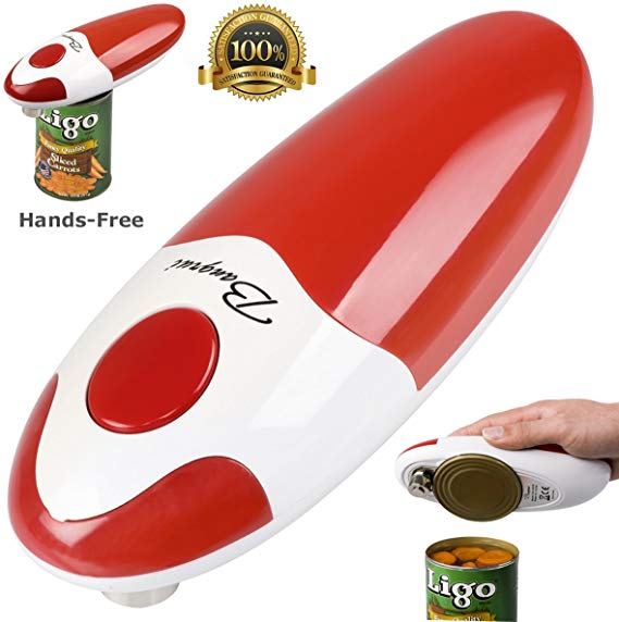 Kitchen Restaurant Mama Manual Automatic Safety Electric Can Opener& Bangrui Professional Electric Can Opener.One-touch switch .Smooth can edge.Being friendly to left-hander and arthritics! (Red)