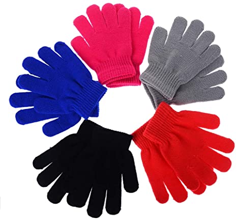 Mulfei Kid's Winter Warm Magic Gloves - Children Stretchy Warm Knit Glovers
