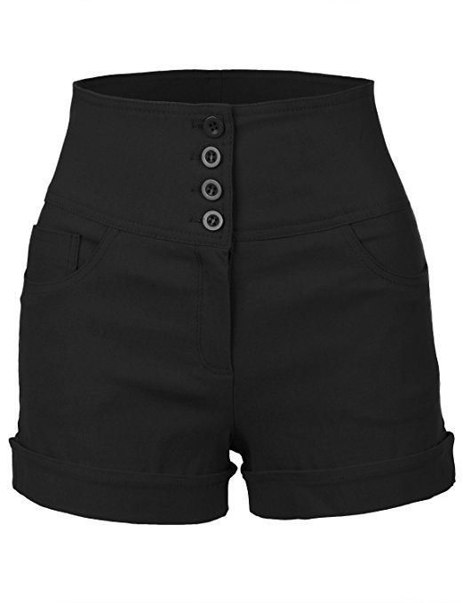 RubyK Womens High Waisted Sailor Shorts with Stretch