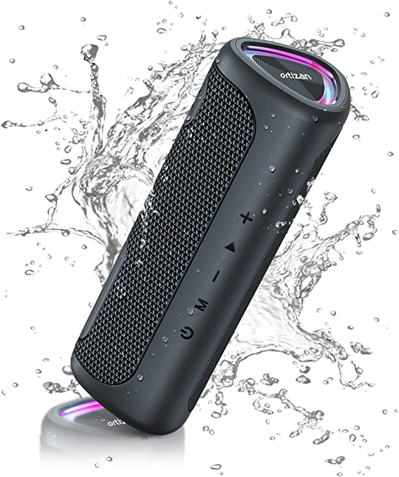 Ortizan Bluetooth Speaker ,Speakers Bluetooth Wireless ,Portable Speaker ,IPX7 Waterproof Bluetooth Speaker with LED Lights, Outdoor Speaker 24W Loud Stereo Sound, Hi-Quality Sound & Extra Bass, 30H Playtime, Dual Pairing for Home, Outdoor