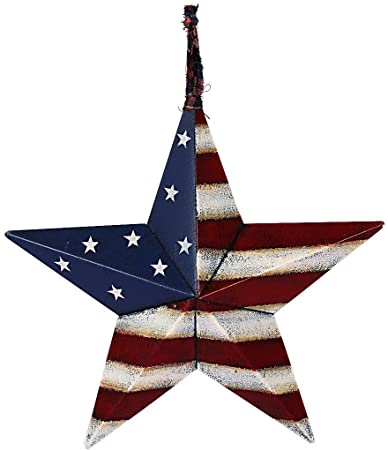 E-view Metal American Flag Barn Star Decor Patriotic Mounted 3D Wall Art July of 4th Decoration 16.5"