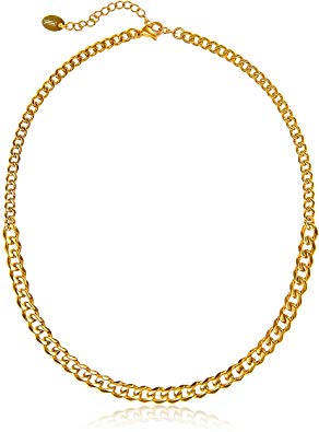 Streetwear Necklace | 14k Gold Chain Choker Necklace for Women | Dual Sized 14k Gold Dipped Curb Cuban Link Chain Necklace | Edgy, Classic Stainless Steel Chain | Small Cuban Chain Necklaces for Women