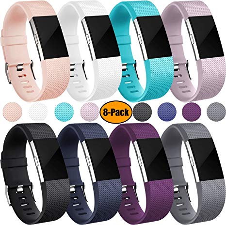 Maledan Replacement Bands for Fitbit Charge 2, 8 Pack