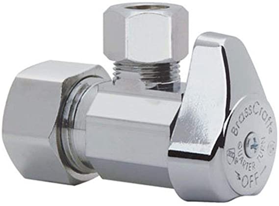 BrassCraft G2CR19X C1 1/2 in. NOM Comp Inlet x 3/8 in. OD Compression Outlet Chrome Plated Brass 1/4 Turn Angle Valve