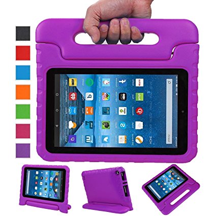 Fire 7 Case,Fire 7 2015 Case,SNOW WI®-Kids Shock Proof Convertible Handle Stand Light Weight Super Protective Stand Cover for Amazon Fire Tablet (7 inch Display, 2015 Release Only) (Purple)