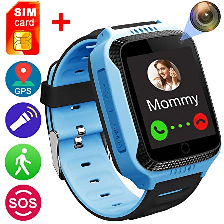 Smart Watch for Girls Boys - GPS Locator Pedometer Fitness Tracker Touch Camera Games Anti Lost Alarm Clock Smart Watch Bracelet Compatible with iOS Android Birthday Gift