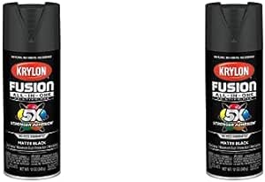 Krylon K02732007 Fusion All-In-One Spray Paint for Indoor/Outdoor Use, Matte Black, 12 Ounces (Pack of 2)